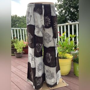 Bohemian Black and Gray Patchwork Pants